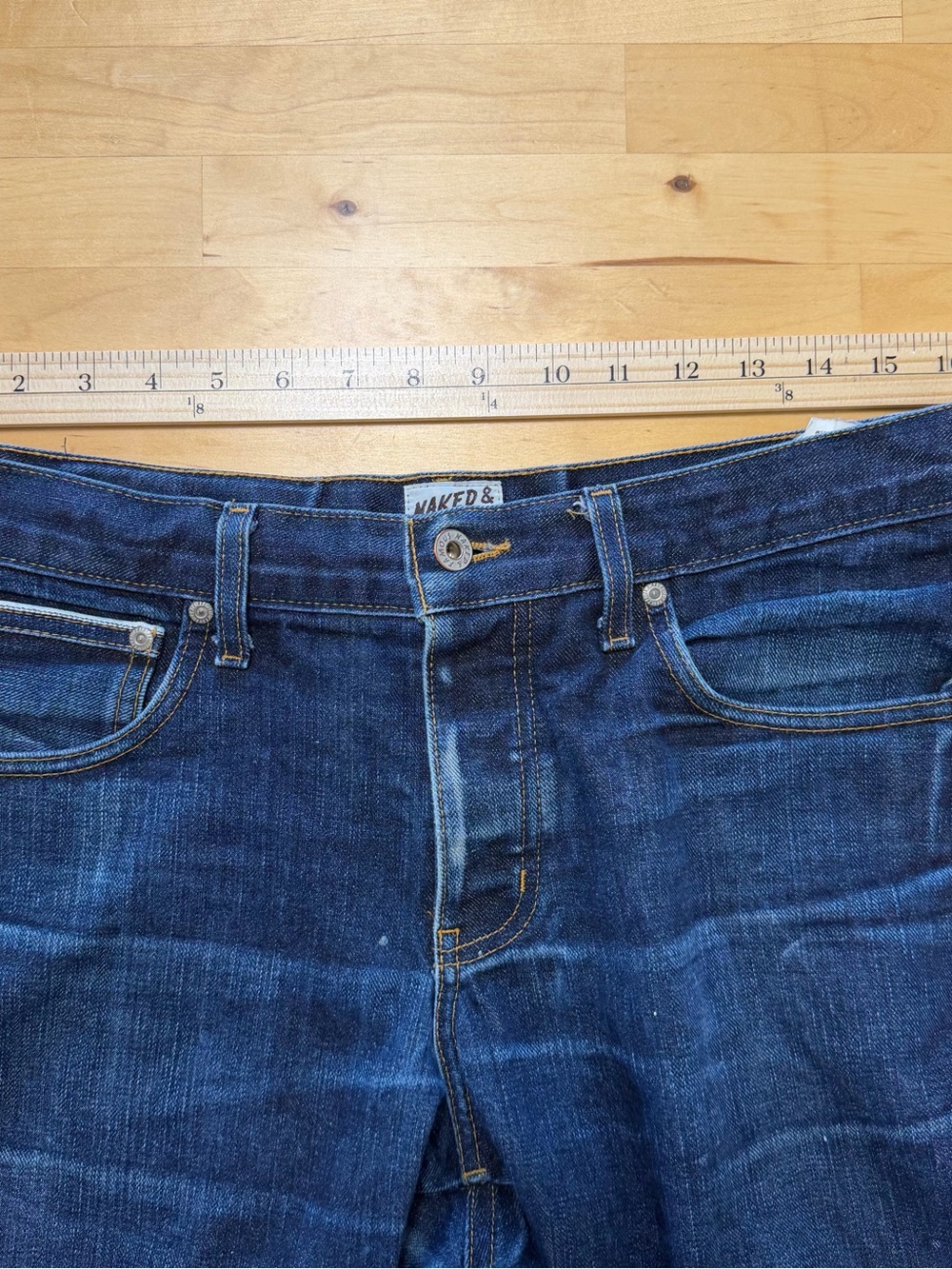 NAKED & FAMOUS Slim Guy Left Hand Twill Selvedge Denim Shorts Cut Off Jean 32 - Picture 8 of 10